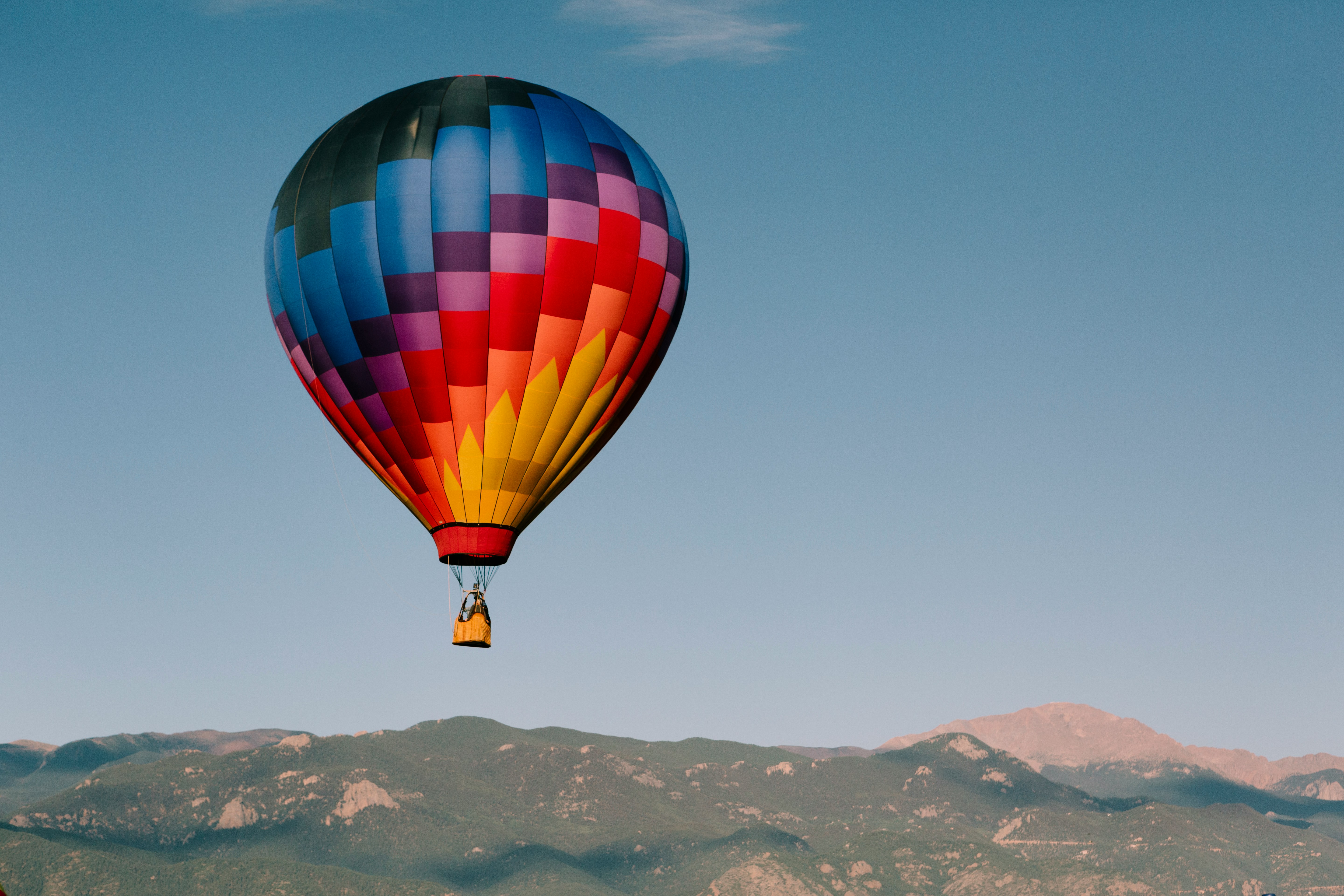 Hot air balloons over a beautiful landscape